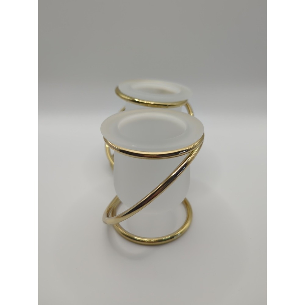 Party Lite Gold Gemini Double Frosted Votive Candle Holder w/Interlocking Rings - Picture 4 of 8
